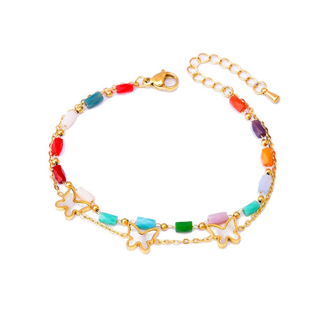 Butterfly Colorful Acrylic Charm Chain Bracelet